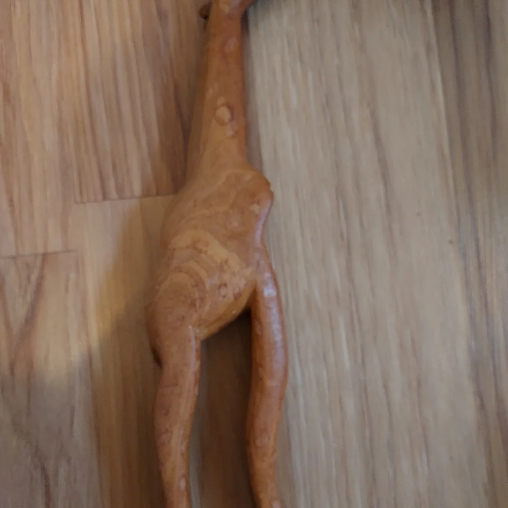 Vintage Hand Carved Wooden Gazelle And Giraffe Figurines African Animal Set Of 3 - Picture 3 of 13